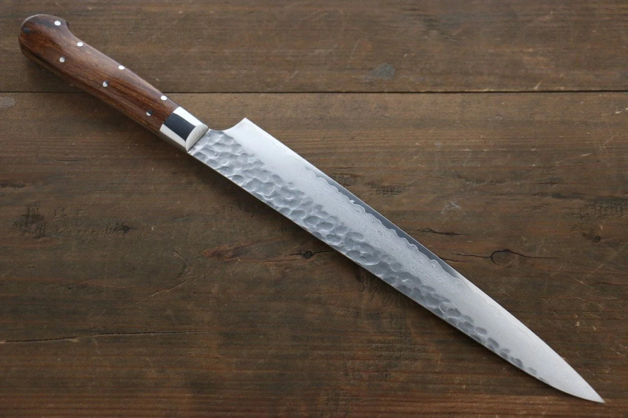 Sakai Takayuki VG10 33 ชั้น ดามัสกัส มีดเลาะเอ็น Sujihiki มีดทำครัวญี่ปุ่น 240mm ด้ามต้นไอรอนวูดทะเลทราย