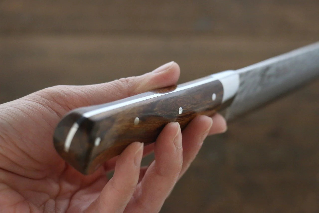 Sakai Takayuki VG10 33 ชั้น ดามัสกัส มีดเลาะเอ็น Sujihiki มีดทำครัวญี่ปุ่น 240mm ด้ามต้นไอรอนวูดทะเลทราย