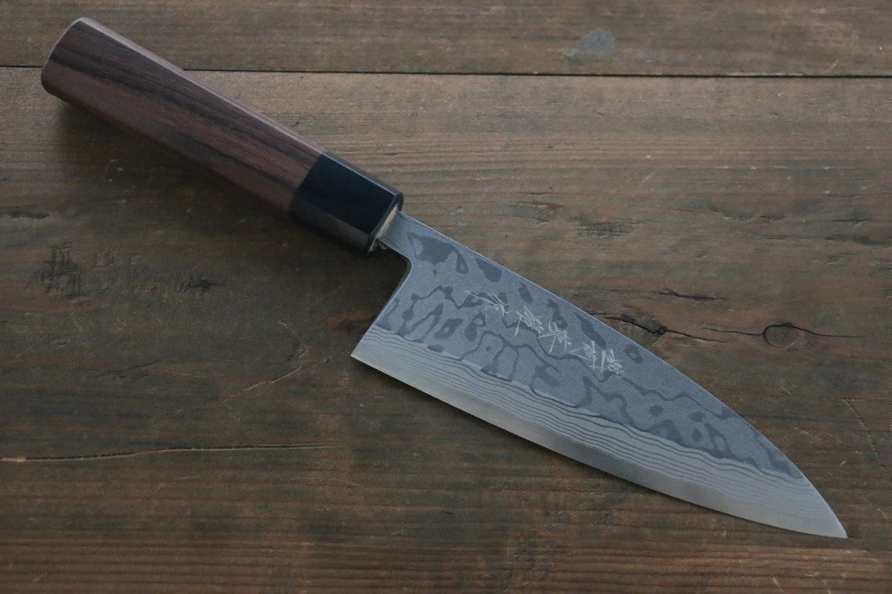 Hideo Kitaoka Blue Steel (บลูสตีล) No.2 ดามัสกัส มีด Deba มีดทำครัวญี่ปุ่น 150mm ด้ามไม้พะยูง