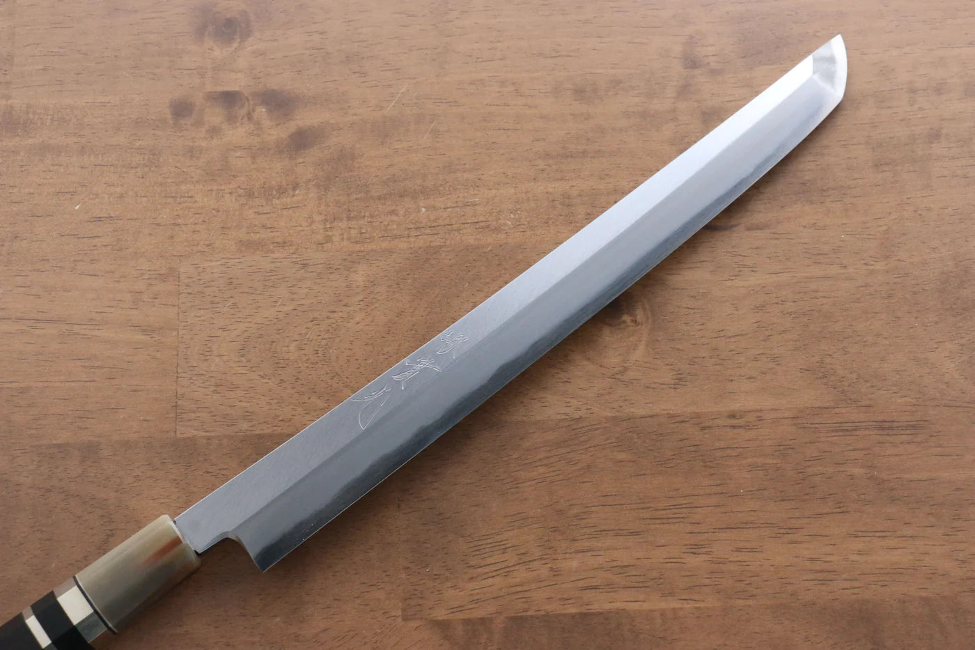 Jikko White Steel (เหล็กกล้าขาว) มีด Sakimaru Yanagiba มีดทำครัวญี่ปุ่น 300mm ด้ามไม้มะเกลือ (ประดับห่วงคู่)