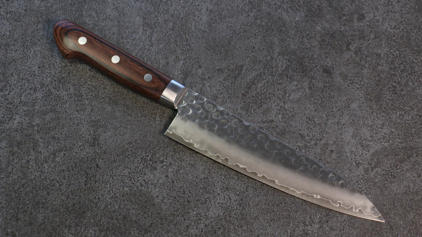 Seisuke Swedish Steel-stn (เหล็กสวีเดน stn) ลายค้อนตี มีดกิวโตะ Gyuto มีดทำครัวญี่ปุ่น 180mm ด้ามมะฮอกกานี