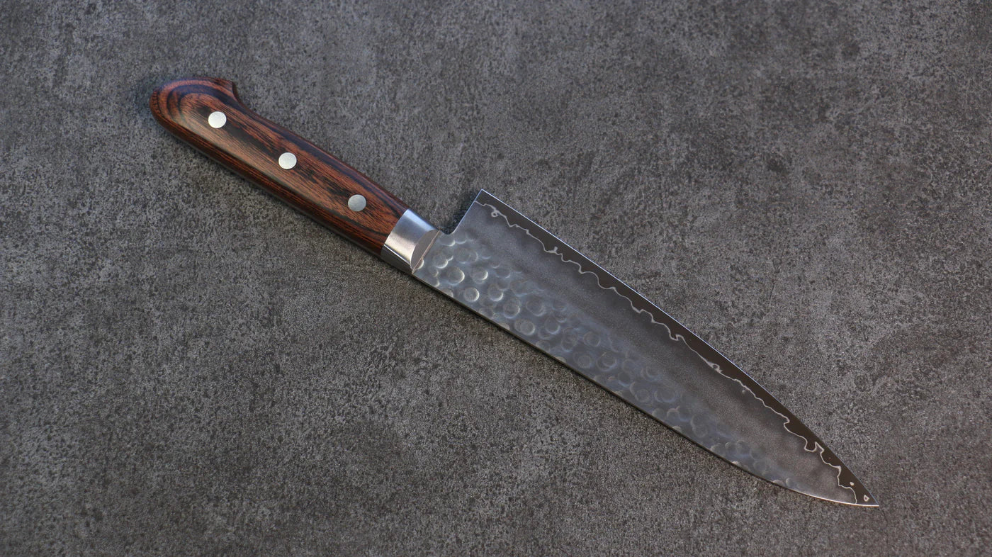Seisuke Swedish Steel-stn (เหล็กสวีเดน stn) ลายค้อนตี มีดกิวโตะ Gyuto มีดทำครัวญี่ปุ่น 180mm ด้ามมะฮอกกานี