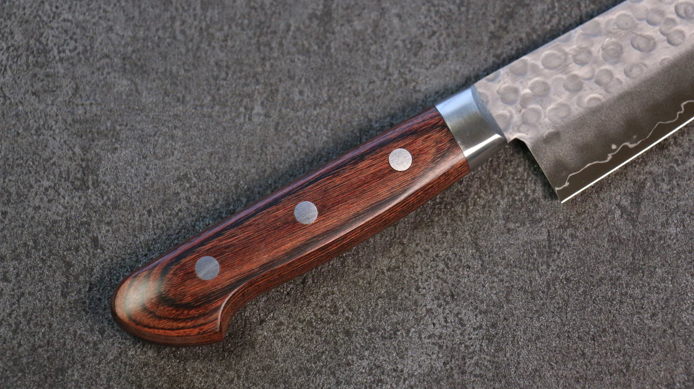 Seisuke Swedish Steel-stn (เหล็กสวีเดน stn) ลายค้อนตี มีดกิวโตะ Gyuto มีดทำครัวญี่ปุ่น 180mm ด้ามมะฮอกกานี