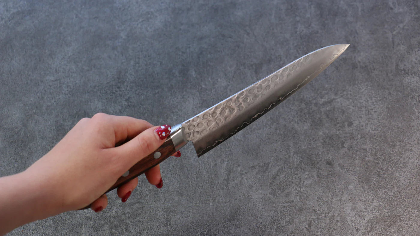 Seisuke Swedish Steel-stn (เหล็กสวีเดน stn) ลายค้อนตี มีดกิวโตะ Gyuto มีดทำครัวญี่ปุ่น 180mm ด้ามมะฮอกกานี
