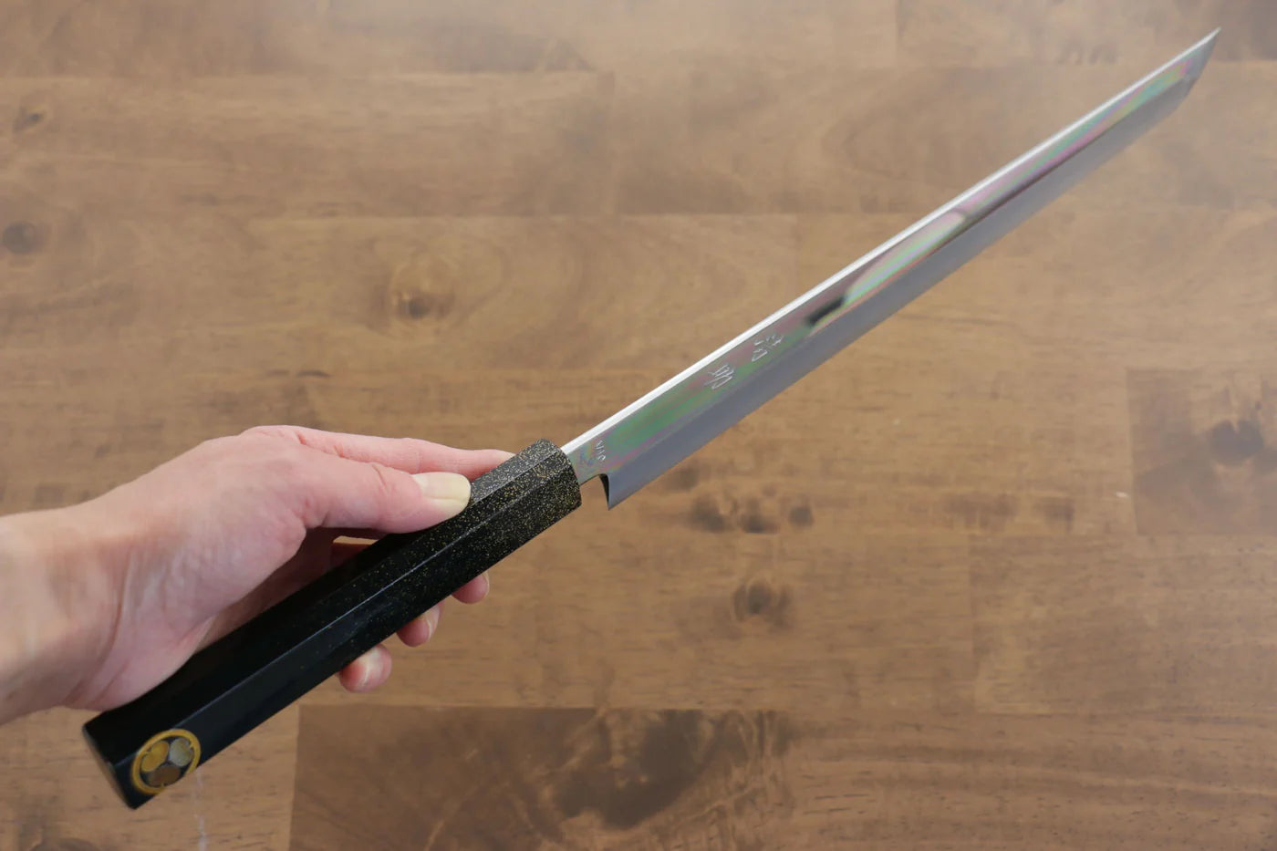 Seisuke VG10 มีด Sakimaru Takohiki มีดทำครัวญี่ปุ่น 270mm ด้ามไม้โอ๊กเคลือบ (Kamon)
