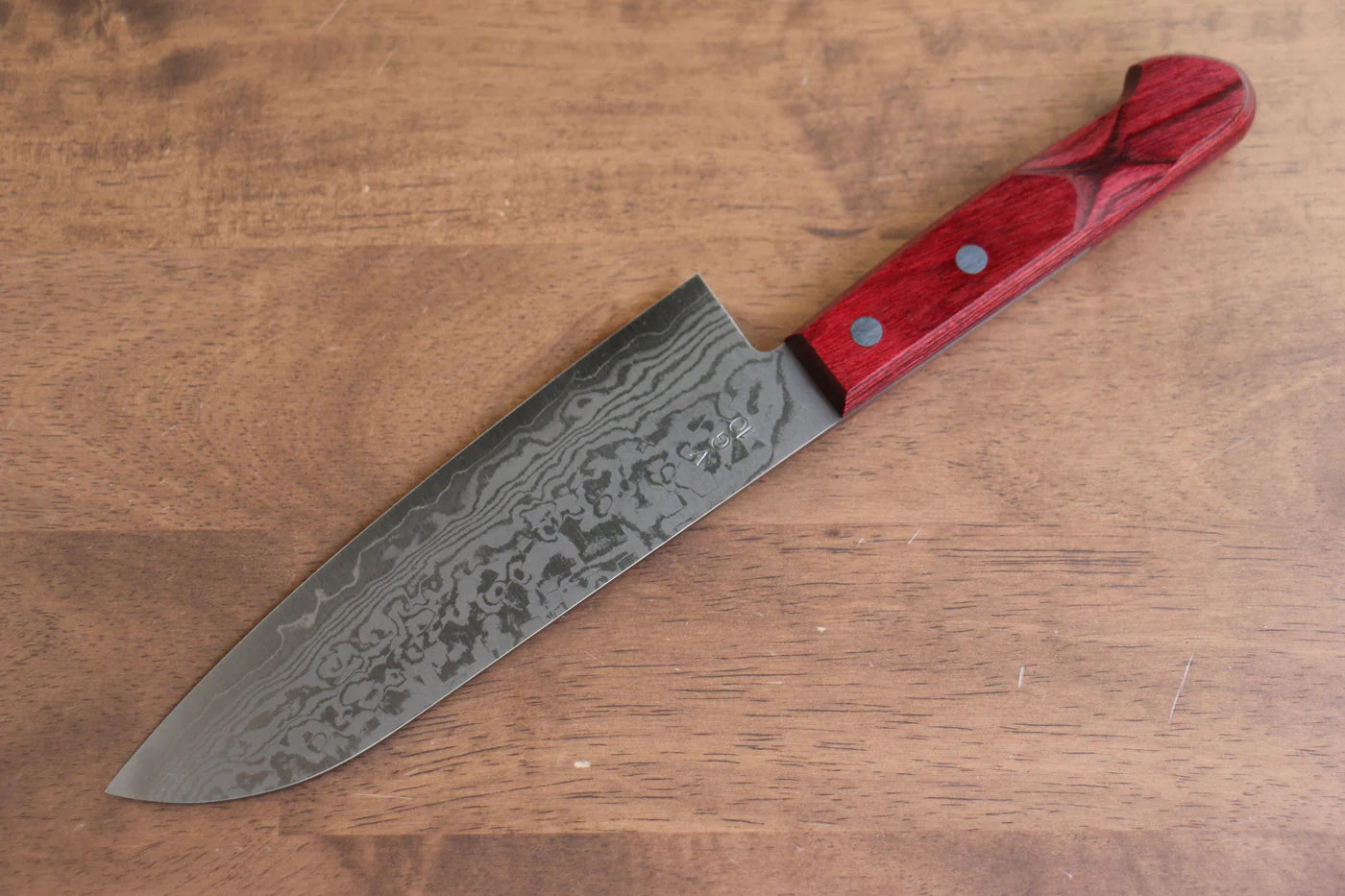 Nao Yamamoto VG10 ดามัสกัส มีด Santoku มีดทำครัวญี่ปุ่น 170mm ด้ามไม้ Pakka wood สีแดง