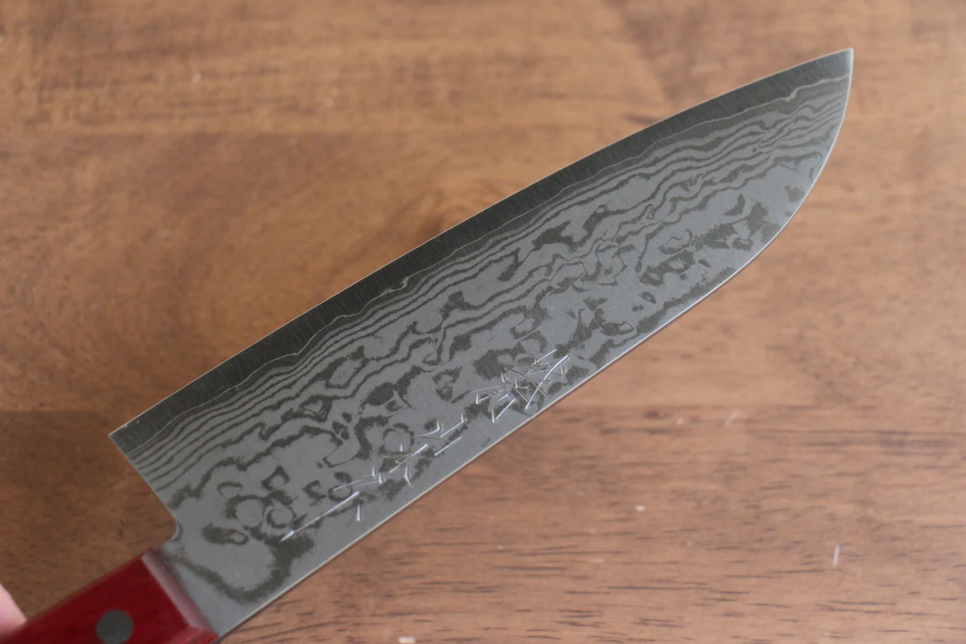 Nao Yamamoto VG10 ดามัสกัส มีด Santoku มีดทำครัวญี่ปุ่น 170mm ด้ามไม้ Pakka wood สีแดง