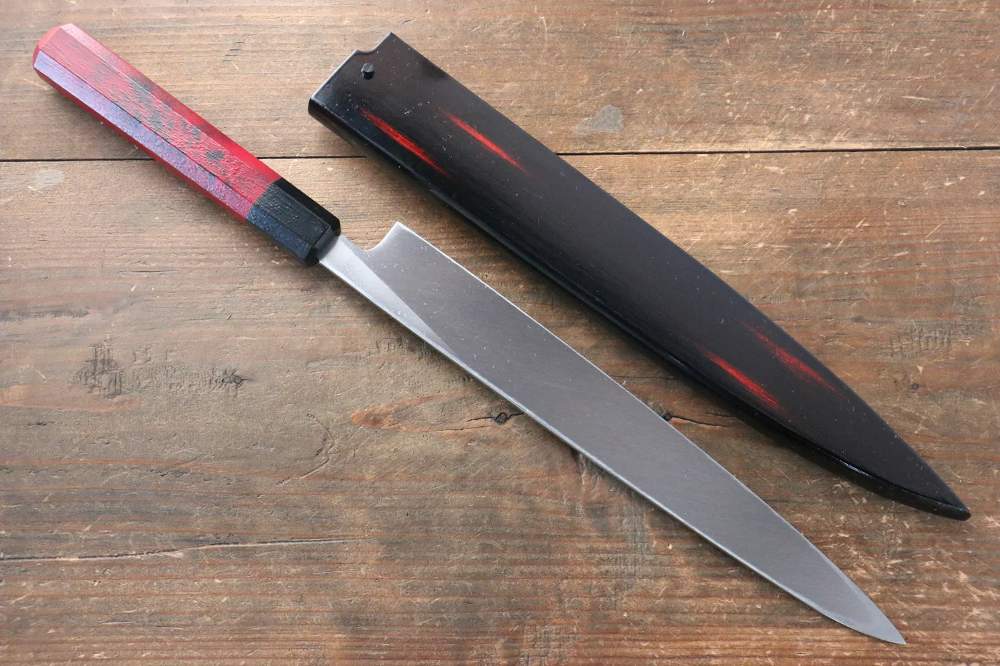 Sakai Takayuki INOX มีด Yanagiba มีดทำครัวญี่ปุ่น ABS เรซินด้าม มีฝัก (ปลอก) มีด