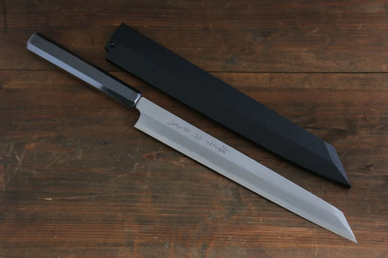 Sakai Takayuki Byakko White Steel (เหล็กกล้าขาว) No.1 มีด Kiritsuke Yanagiba มีดทำครัวญี่ปุ่น 300mm ด้ามไม้มะเกลือ มีฝัก (ปลอก) มีด