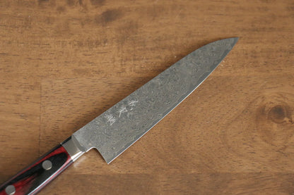 Yoshimi Kato VG10 ดามัสกัส มีดขนาดเล็ก  Petty มีดทำครัวญี่ปุ่น 120mm ด้ามไม้ Pakka wood สีแดง
