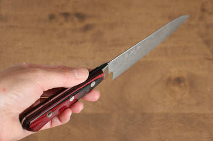 Yoshimi Kato VG10 ดามัสกัส มีดขนาดเล็ก  Petty มีดทำครัวญี่ปุ่น 120mm ด้ามไม้ Pakka wood สีแดง