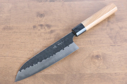 Masakage Koishi Blue Super (บลูซุปเปอร์สตีล) ตัวมีดสีดำ มีด Santoku มีดทำครัวญี่ปุ่น 165mm เชอร์รีอเมริกันด้าม