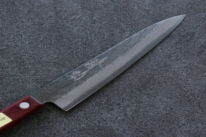 Seisuke Blue Super (บลูซุปเปอร์สตีล) ลายค้อนตี มีดขนาดเล็ก  Petty มีดทำครัวญี่ปุ่น 150mm ด้ามไม้ Pakka wood สีแดง