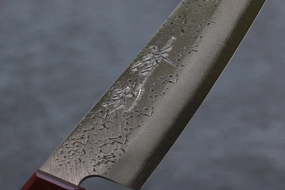 Seisuke Blue Super (บลูซุปเปอร์สตีล) ลายค้อนตี มีดขนาดเล็ก  Petty มีดทำครัวญี่ปุ่น 150mm ด้ามไม้ Pakka wood สีแดง