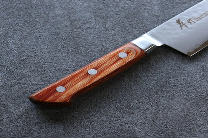 Sakai Takayuki VG5 ลายค้อนตี มีดกิวโตะ Gyuto มีดทำครัวญี่ปุ่น 210mm ด้ามไม้ Pakka wood สีน้ำตาล