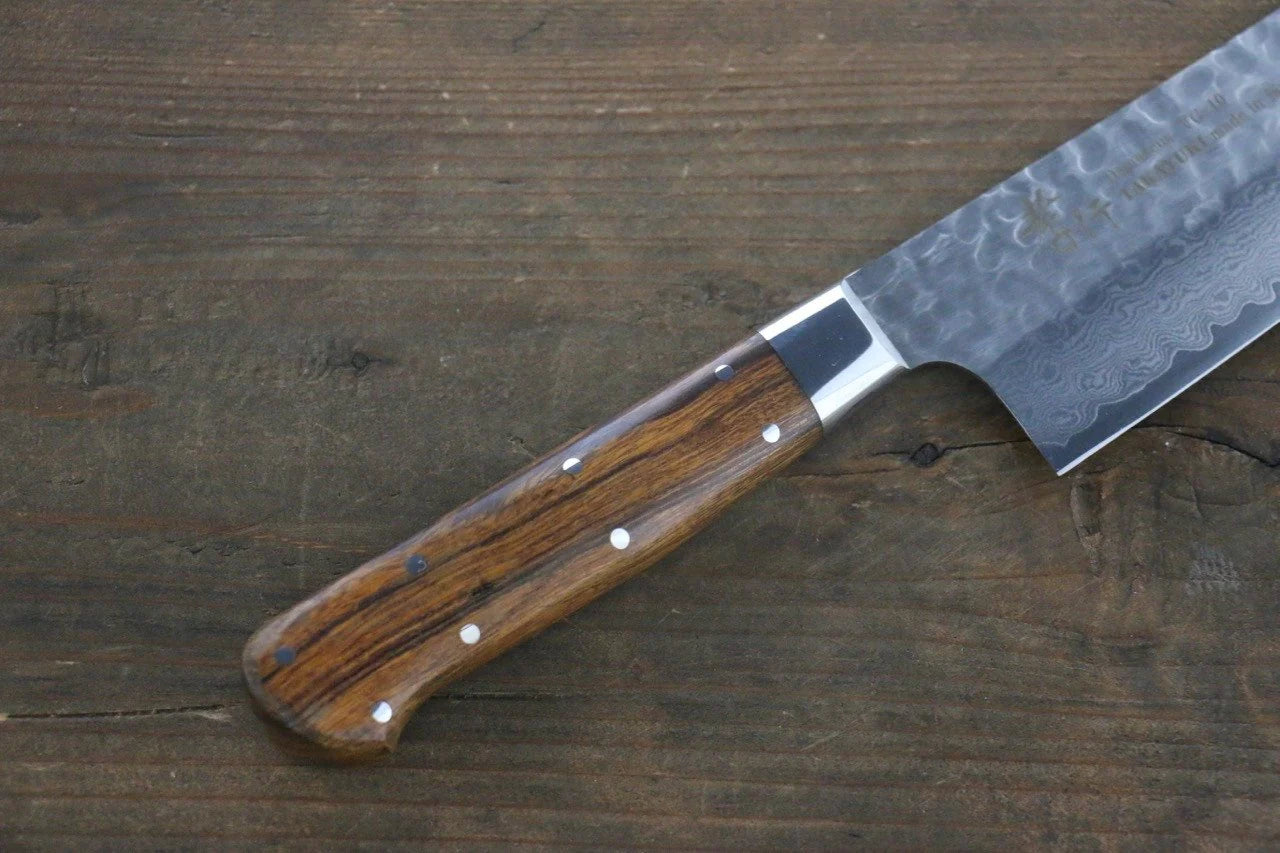 Sakai Takayuki VG10 33 ชั้น ดามัสกัส มีด Santoku มีดทำครัวญี่ปุ่น 180mm ด้ามต้นไอรอนวูดทะเลทราย