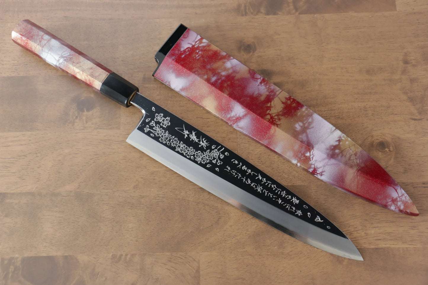 Sakai Takayuki Rinka Silver Steel No.3 (เหล็กเงิน No.3) ขัดขึ้นเงากระจก มีด Mioroshi Deba มีดทำครัวญี่ปุ่น 270mm เคลือบด้าม มีฝัก (ปลอก) มีด