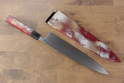 Sakai Takayuki Rinka Silver Steel No.3 (เหล็กเงิน No.3) ขัดขึ้นเงากระจก มีด Mioroshi Deba มีดทำครัวญี่ปุ่น 270mm เคลือบด้าม มีฝัก (ปลอก) มีด