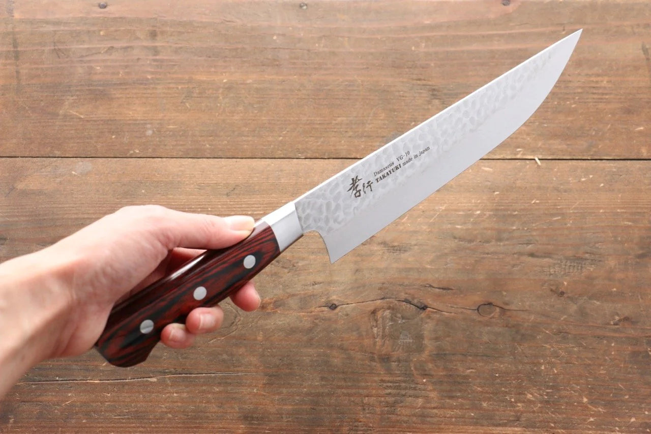 Sakai Takayuki VG10 33 ชั้น ดามัสกัส มีดเเล่เนื้อ Butcher มีดทำครัวญี่ปุ่น 210mm ด้ามไม้ Pakka wood มะฮอกกานี