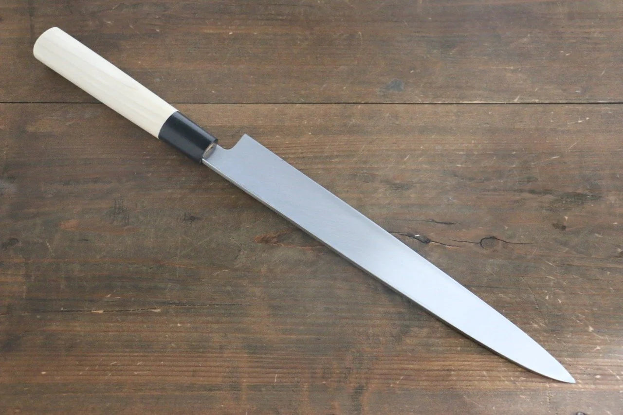 Sakai Takayuki Kasumitogi White Steel (เหล็กกล้าขาว) มีด Yanagiba มีดทำครัวญี่ปุ่น ด้ามต้นเเมกโนเลีย