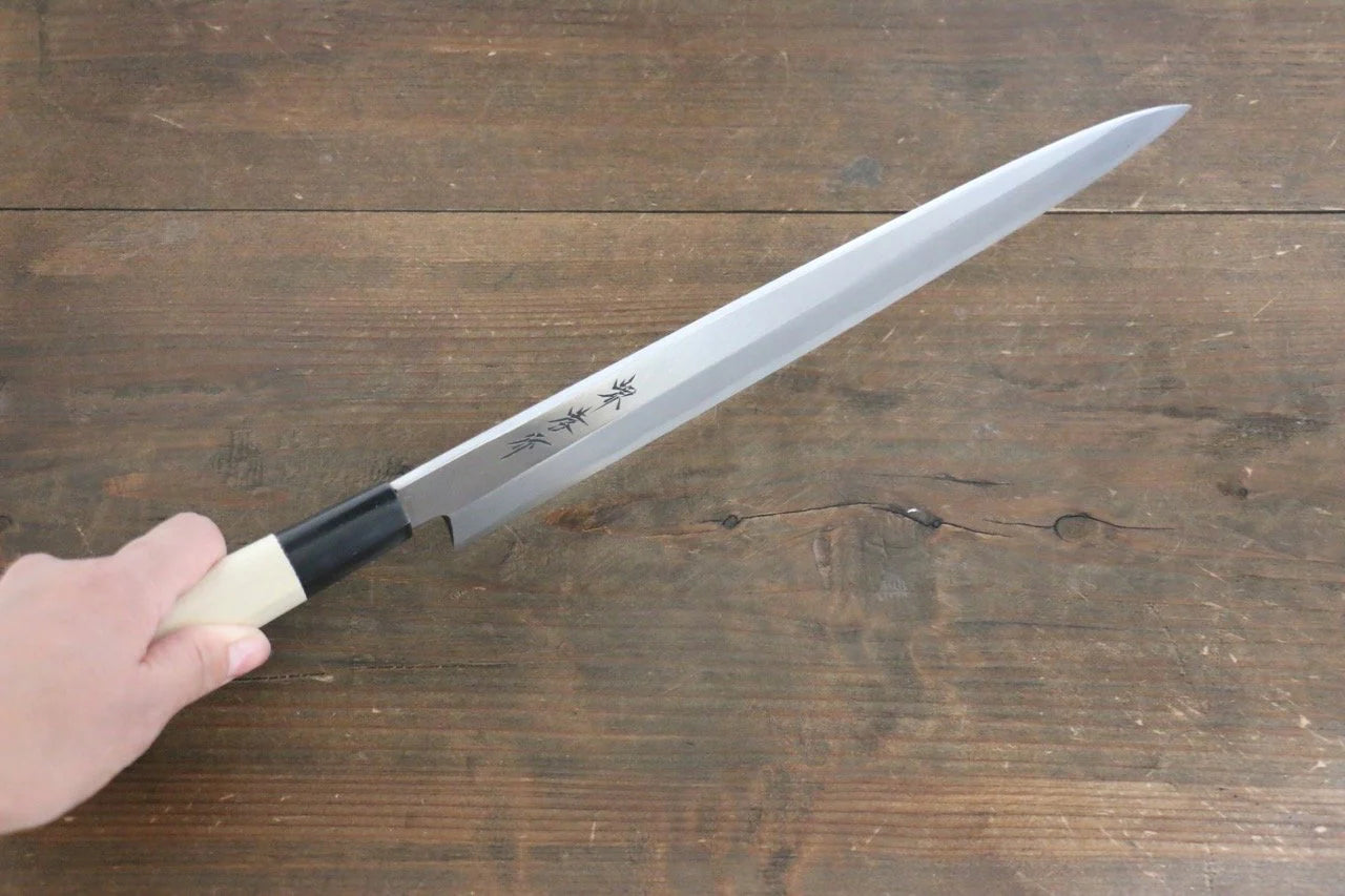 Sakai Takayuki Kasumitogi White Steel (เหล็กกล้าขาว) มีด Yanagiba มีดทำครัวญี่ปุ่น ด้ามต้นเเมกโนเลีย