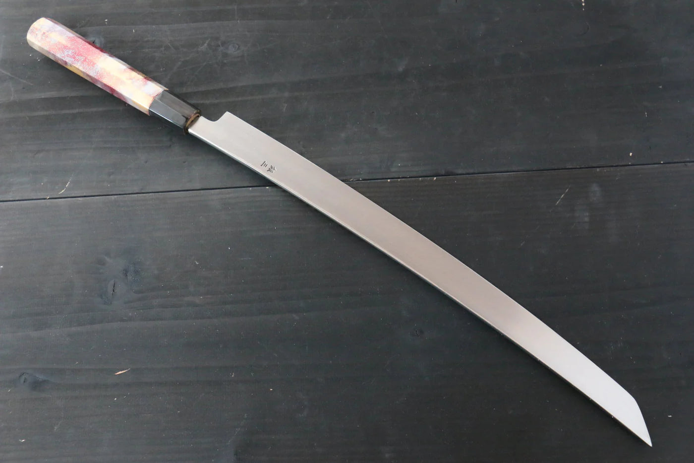 Sakai Takayuki Rinka Silver Steel No.3 (เหล็กเงิน No.3) ขัดขึ้นเงากระจก มีด Sakimaru Takohiki มีดทำครัวญี่ปุ่น 390mm เคลือบด้าม มีฝัก (ปลอก) มีด