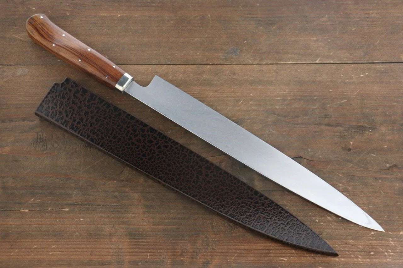 Sakai Takayuki โมลิบดินัม INOX มีด Yanagiba มีดทำครัวญี่ปุ่น ด้ามต้นไอรอนวูดทะเลทราย