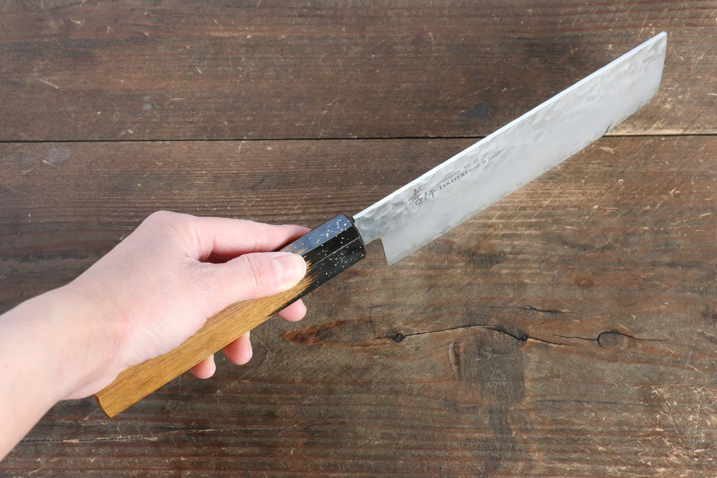 Sakai Takayuki VG10 ดามัสกัส 33 ชั้น มีดหั่นผัก Nakiri มีดทำครัวญี่ปุ่น 160mm ด้ามไม้โอ๊กเคลือบ (Kokushin)