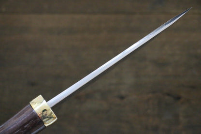 Tsukasa Hinoura White Steel (เหล็กกล้าขาว) No.2 ดามัสกัสสี มีด Hunter มีดทำครัวญี่ปุ่น 135mm ด้ามไม้พลับดำ
