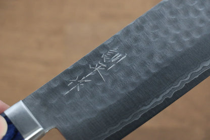 Kunihira Kokuryu VG10 ลายค้อนตี มีด Usuba มีดทำครัวญี่ปุ่น 165mm ไม้ Pakka wood สีน้ำเงินด้าม