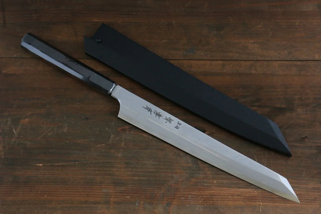 Sakai Takayuki Byakko White Steel (เหล็กกล้าขาว) No.1 มีด Kiritsuke Yanagiba มีดทำครัวญี่ปุ่น 270mm ด้ามไม้มะเกลือ มีฝัก (ปลอก) มีด