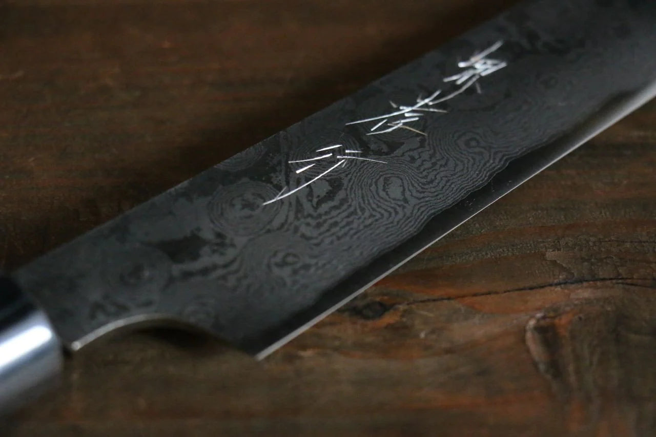 Sakai Takayuki Silver Steel No.3 (เหล็กเงิน No.3) ดามัสกัส มีด Kengata Yanagiba มีดทำครัวญี่ปุ่น 300mm