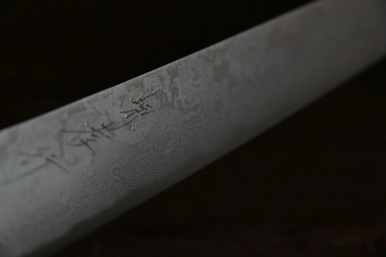 Sakai Takayuki Silver Steel No.3 (เหล็กเงิน No.3) ดามัสกัส มีด Kengata Yanagiba มีดทำครัวญี่ปุ่น 300mm