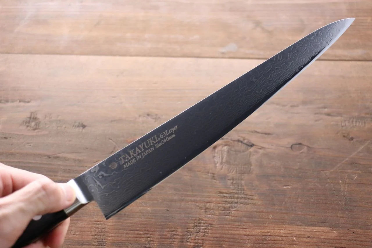 Sakai Takayuki โมลิบดินัม ดามัสกัส 63 ชั้น มีดเลาะเอ็น Sujihiki มีดทำครัวญี่ปุ่น 270mm