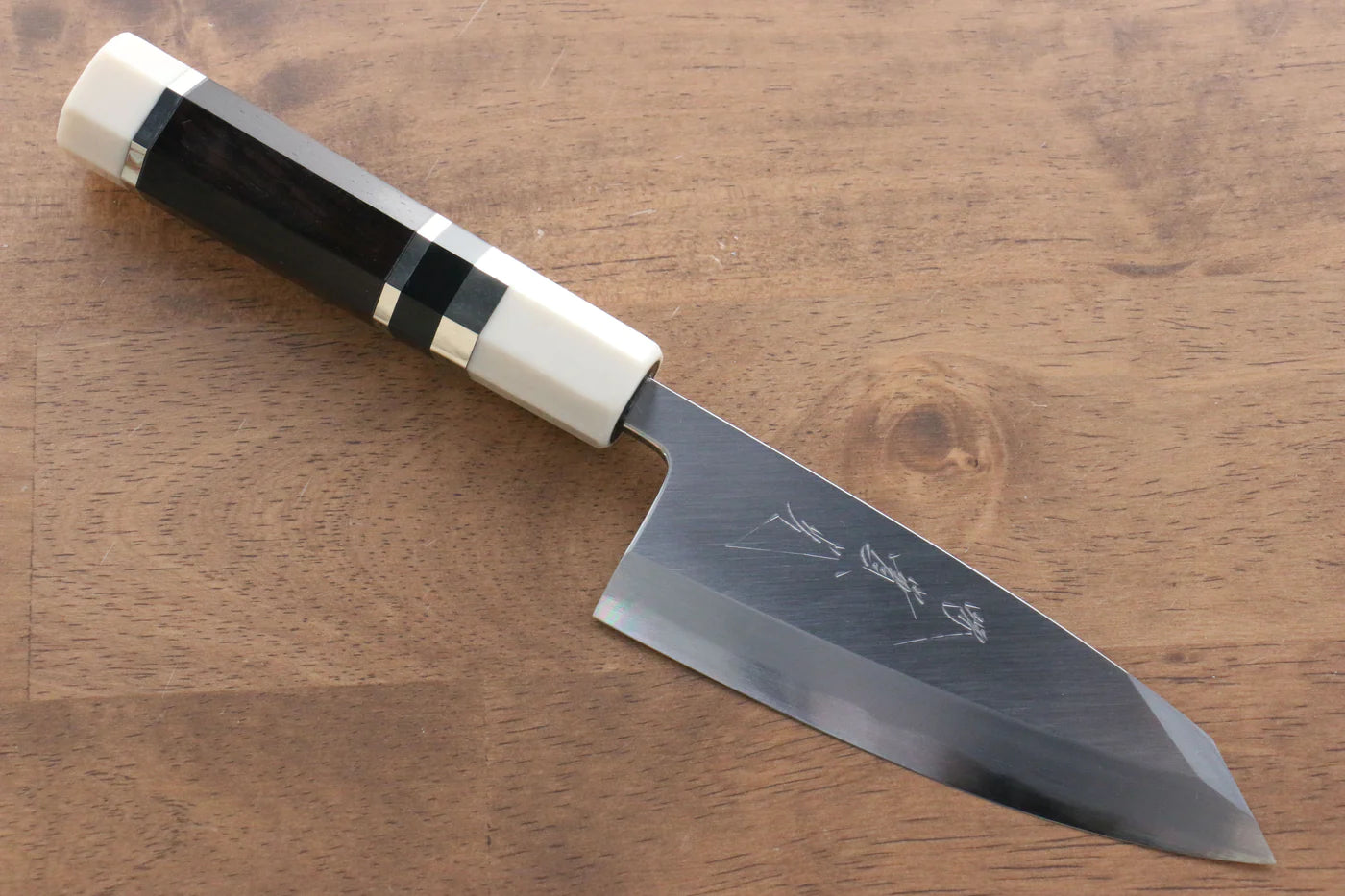 Jikko  Blue Steel (บลูสตีล) มีด Kiritsuke Deba มีดทำครัวญี่ปุ่น 120mm ด้ามไม้มะเกลือ (ประดับห่วงคู่)