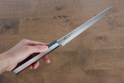 Seki Kanetsugu Heptagon Wood VG2 ลายค้อนตี มีดหั่นขนมปัง มีดทำครัวญี่ปุ่น 210mm ด้ามไม้ Pakka wood (หกเหลี่ยม)