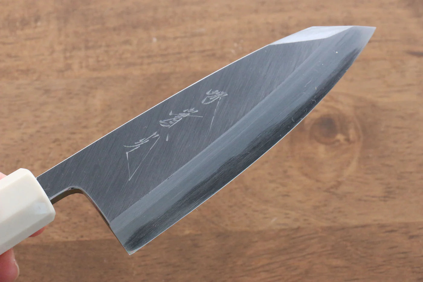 Jikko  Blue Steel (บลูสตีล) มีด Kiritsuke Deba มีดทำครัวญี่ปุ่น 120mm ด้ามไม้มะเกลือ (ประดับห่วงคู่)