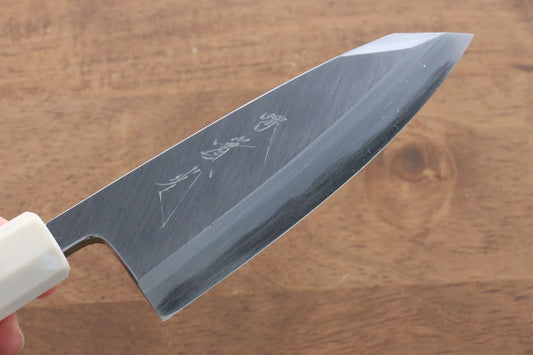 Jikko  Blue Steel (บลูสตีล) มีด Kiritsuke Deba มีดทำครัวญี่ปุ่น 120mm ด้ามไม้มะเกลือ (ประดับห่วงคู่)