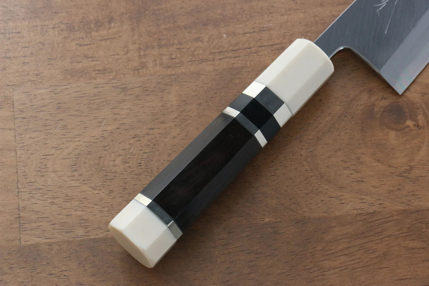 Jikko  Blue Steel (บลูสตีล) มีด Kiritsuke Deba มีดทำครัวญี่ปุ่น 120mm ด้ามไม้มะเกลือ (ประดับห่วงคู่)