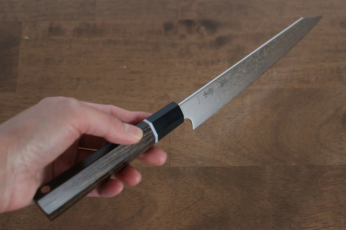 Seki Kanetsugu ZUIUN SPG2 ขัดขึ้นเงากระจก ลายดามัสกัส มีด Kiritsuke Petty-Utility มีดทำครัวญี่ปุ่น 150mm ด้ามไม้ Pakka wood ประดับห่วงขาว (หกเหลี่ยม)