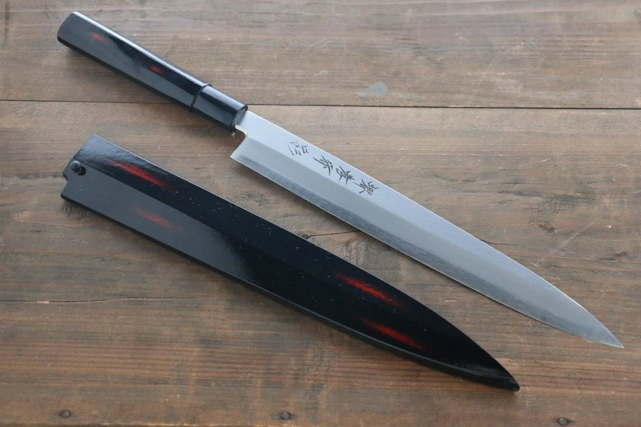 Sakai Takayuki Shikisai Akebono INOX มีด Yanagiba มีดทำครัวญี่ปุ่น ด้ามเคลือบ มีฝัก (ปลอก) มีด