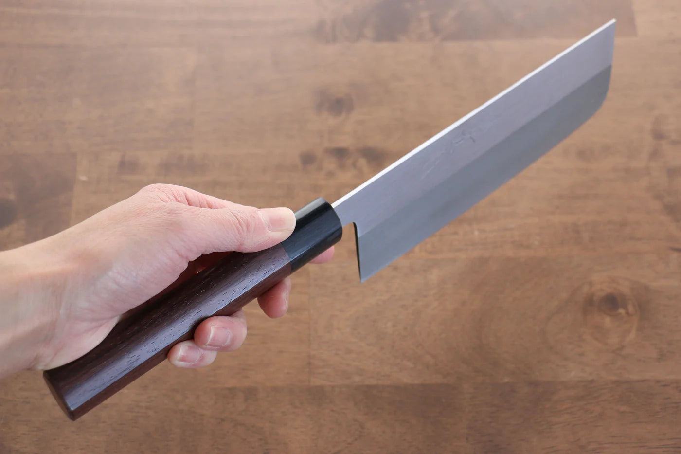 Jikko White Steel (เหล็กกล้าขาว) No.2 ขัด มีดหั่นผัก Nakiri มีดทำครัวญี่ปุ่น 165mm ด้ามไม้พะยูง