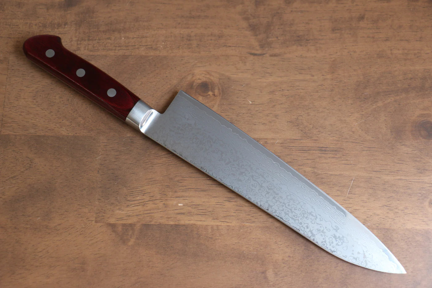 Seisuke VG10 33 ชั้น ขัดขึ้นเงากระจก ลายดามัสกัส มีดกิวโตะ Gyuto มีดทำครัวญี่ปุ่น 210mm ด้ามไม้ Pakka wood สีแดง