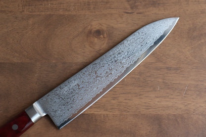 Seisuke VG10 33 ชั้น ขัดขึ้นเงากระจก ลายดามัสกัส มีดกิวโตะ Gyuto มีดทำครัวญี่ปุ่น 210mm ด้ามไม้ Pakka wood สีแดง