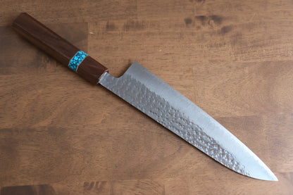 Yu Kurosaki Senko R2/SG2 ลายค้อนตี มีดกิวโตะ Gyuto มีดทำครัวญี่ปุ่น 210mm ด้ามไม้วอลนัท(เฟอร์รูล : เทอร์คอยซ์ประดับห่วง)