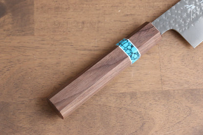Yu Kurosaki Senko R2/SG2 ลายค้อนตี มีดกิวโตะ Gyuto มีดทำครัวญี่ปุ่น 210mm ด้ามไม้วอลนัท(เฟอร์รูล : เทอร์คอยซ์ประดับห่วง)