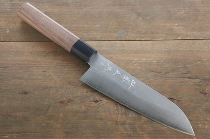 Shigeki Tanaka Silver Steel No.3 (เหล็กเงิน No.3) ลายคล้ายผิวลูกสาลี่ มีด Santoku มีดทำครัวญี่ปุ่น 165mm ด้ามไม้วอลนัท