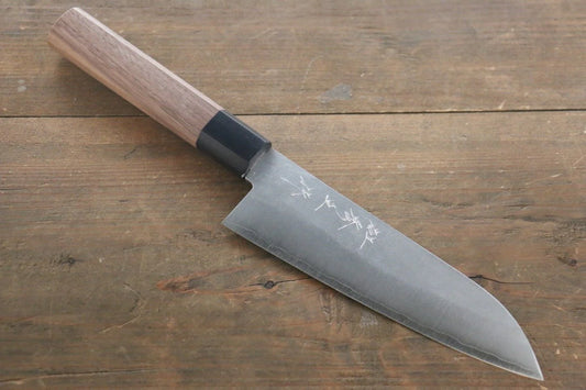 Shigeki Tanaka Silver Steel No.3 (เหล็กเงิน No.3) ลายคล้ายผิวลูกสาลี่ มีด Santoku มีดทำครัวญี่ปุ่น 165mm ด้ามไม้วอลนัท
