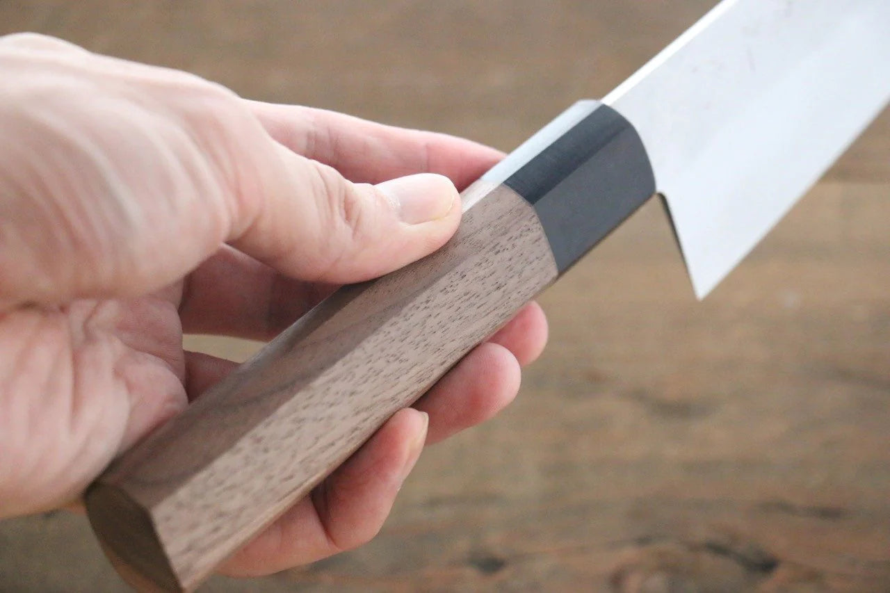Shigeki Tanaka Silver Steel No.3 (เหล็กเงิน No.3) ลายคล้ายผิวลูกสาลี่ มีด Santoku มีดทำครัวญี่ปุ่น 165mm ด้ามไม้วอลนัท