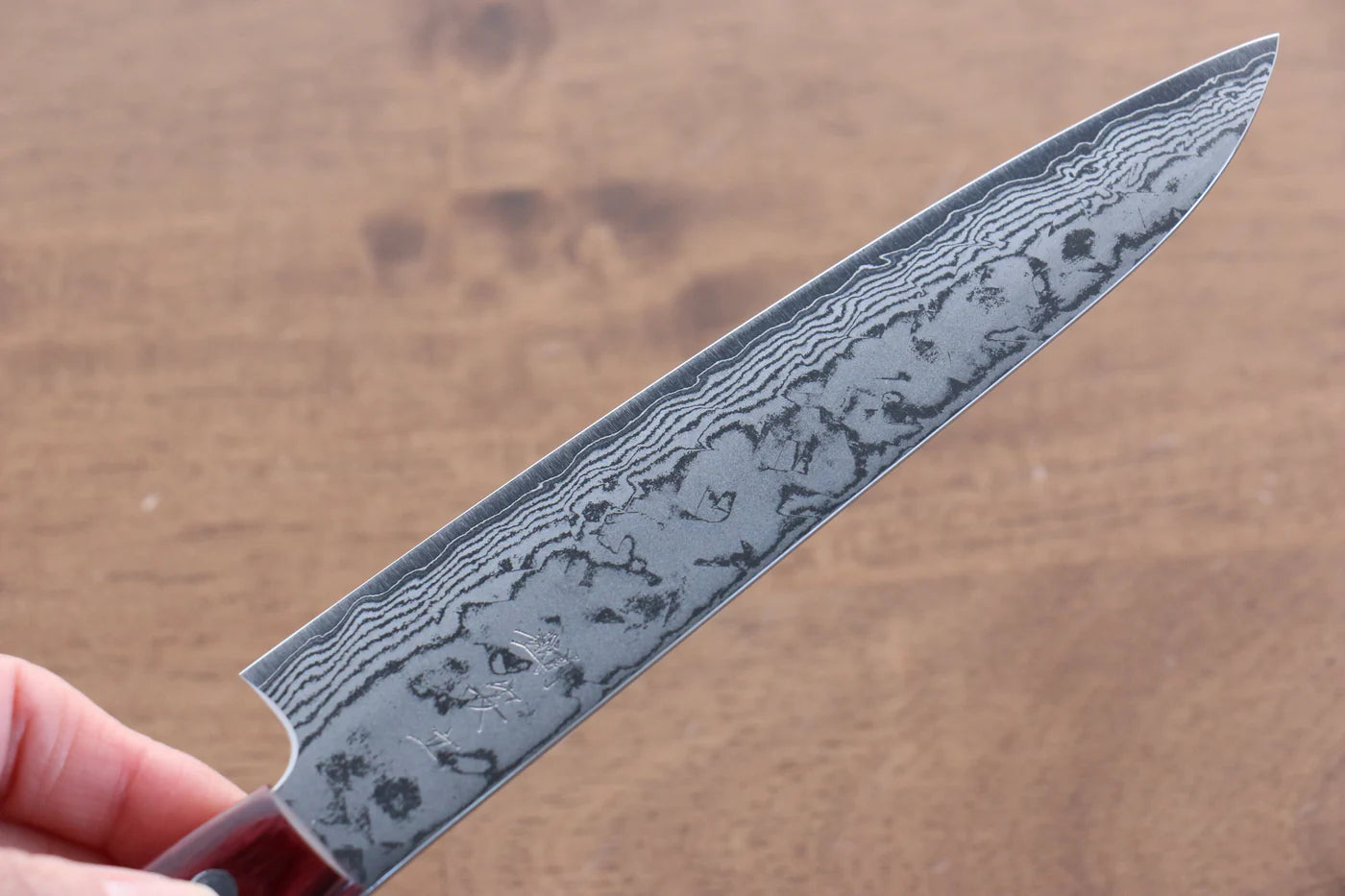 Katsushige Anryu VG10 ดามัสกัส มีดขนาดเล็ก  Petty มีดทำครัวญี่ปุ่น 150mm ด้ามไม้ Pakka wood สีแดง